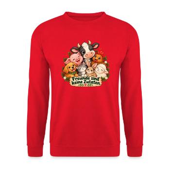 Freunde sind keine Zutaten  - Unisex Pullover - Rot - Vorne - Alina (178cm) & Michal (187cm)