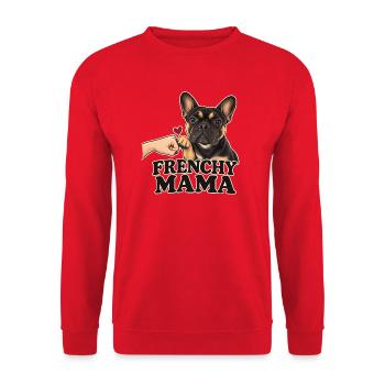 Frenchi Mama – Französische Bulldogge - Unisex Pullover - Rot - Vorne - Alina (178cm) & Michal (187cm)