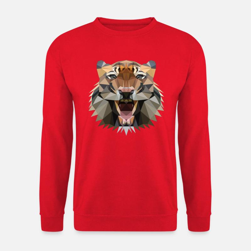 Tiger Polygon Geometric - Cat - Unisex Sweatshirt - red