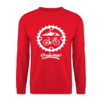 Rennrad Radsport Retro Berge - Unisex Pullover - Rot - Vorne - Alina (178cm) & Michal (187cm)