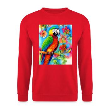 Papagei - Unisex Pullover - Rot - Vorne - Alina (178cm) & Michal (187cm)