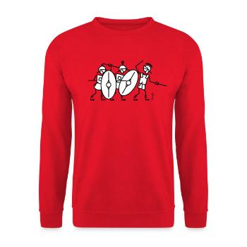 Römer greifen an! - Unisex Pullover - Rot - Vorne - Alina (178cm) & Michal (187cm)
