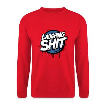 Laughing Shit Graffiti Style Tag - raffstaff ® - Unisex Pullover - Rot - Vorne - Alina (178cm) & Michal (187cm)