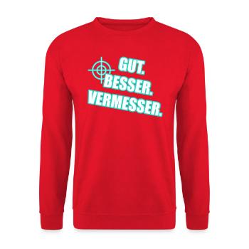 Gut Besser Vermesser Vermessungsingenieur Spruch - Unisex Pullover - Rot - Vorne - Alina (178cm) & Michal (187cm)
