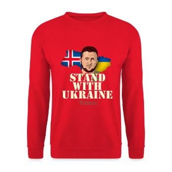 Island Stand with Ukraine - Unisex Pullover - Rot - Vorne - Alina (178cm) & Michal (187cm)