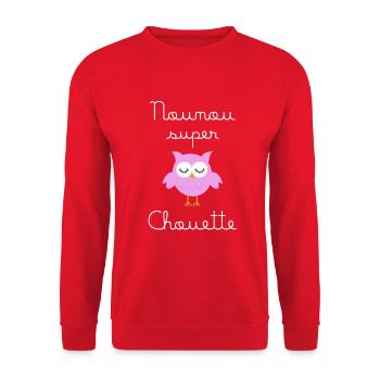 Nounou super chouette (écrit blanc) - Sweat-shirt Unisexe - rouge - Devant - Alina (178cm) & Michal (187cm)