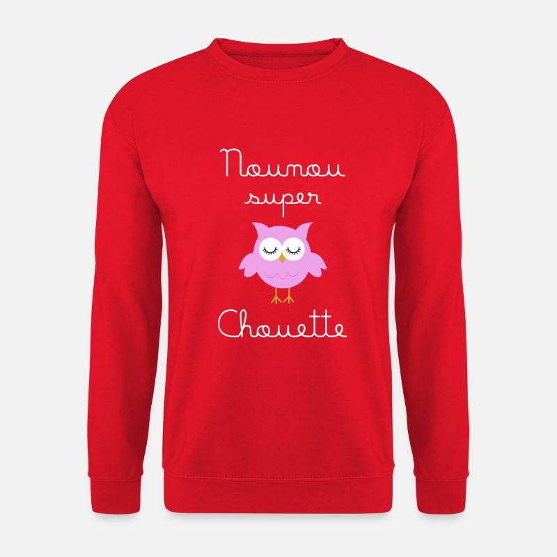 Nanny Super Eule (in weiß geschrieben) - Unisex Pullover - Rot