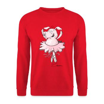 Ballett Schwein I Prima Ballerina - Unisex Pullover - Rot - Vorne - Alina (178cm) & Michal (187cm)