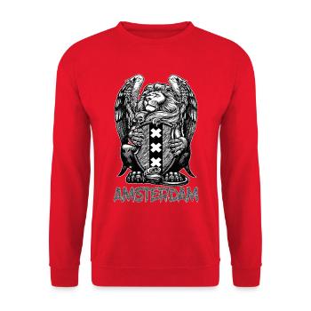 Löwe Amsterdam - Unisex Pullover - Rot - Vorne - Alina (178cm) & Michal (187cm)