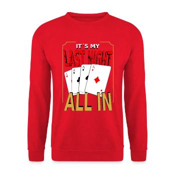 Last Night JGA - Unisex Pullover - Rot - Vorne - Alina (178cm) & Michal (187cm)
