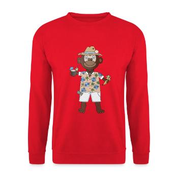 Banana Vibes Chill Monkey en mode été - Sweat-shirt Unisexe - rouge - Devant - Alina (178cm) & Michal (187cm)