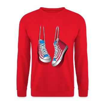 Baskets et lacets - Sweat-shirt Unisexe - rouge - Devant - Alina (178cm) & Michal (187cm)