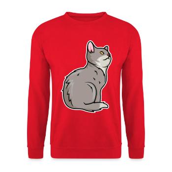 Dessin de chat - Sweat-shirt Unisexe - rouge - Devant - Alina (178cm) & Michal (187cm)
