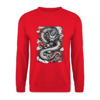 Chinese dragon - Unisex Sweatshirt - red - Front - Alina (178cm) & Michal (187cm)