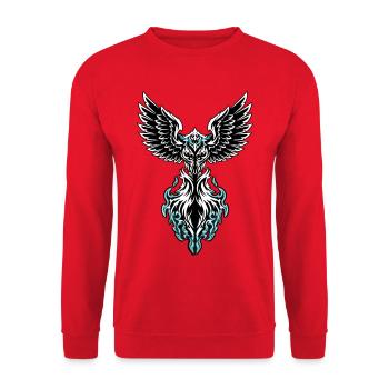 Oiseau Phénix de Glace Flammes Bleu et Blanc - Sweat-shirt Unisexe - rouge - Devant - Alina (178cm) & Michal (187cm)