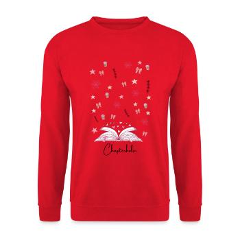 Lesezauber Herzbuch Funken - Unisex Pullover - Rot - Vorne - Alina (178cm) & Michal (187cm)