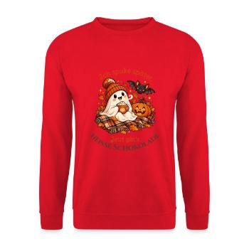 Kakao-Geist in Kuschelstimmung - Unisex Pullover - Rot - Vorne - Alina (178cm) & Michal (187cm)
