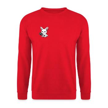 Cuddly bunny with spiked hammer - Unisex Sweatshirt - red - Front - Alina (178cm) & Michal (187cm)