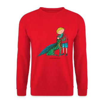 Clement and his dragon - Unisex Sweatshirt - red - Front - Alina (178cm) & Michal (187cm)
