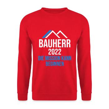 Bauherr Hausbau Eigenheim Richtfest 2022 - Unisex Pullover - Rot - Vorne - Alina (178cm) & Michal (187cm)