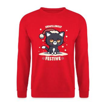 Unfreiwillig festlich - Unisex Pullover - Rot - Vorne - Alina (178cm) & Michal (187cm)