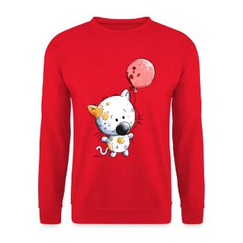 Chat avec ballon - Sweat-shirt Unisexe - rouge - Devant - Alina (178cm) & Michal (187cm)