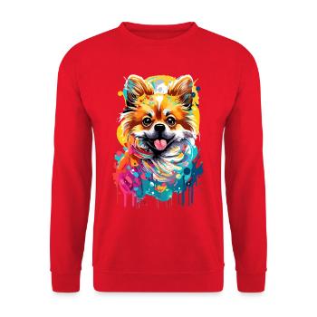Deutscher Spitz - Zwergspitz Pomeranian Hund - Unisex Pullover - Rot - Vorne - Alina (178cm) & Michal (187cm)