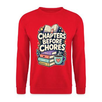 CHAPTERS BEFORE CHORES Nickerchen - Unisex Pullover - Rot - Vorne - Alina (178cm) & Michal (187cm)