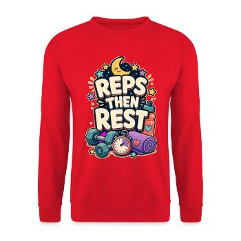 REPS THEN REST - Unisex Sweatshirt - red - Front - Alina (178cm) & Michal (187cm)