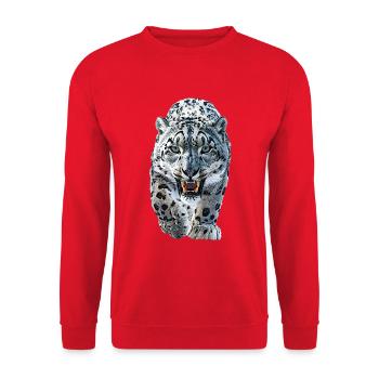 Schneeleopard - Unisex Pullover - Rot - Vorne - Alina (178cm) & Michal (187cm)