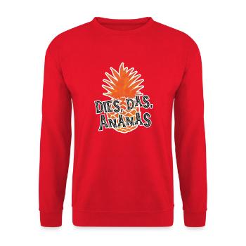 Dies, das, Ananas - Unisex Pullover - Rot - Vorne - Alina (178cm) & Michal (187cm)