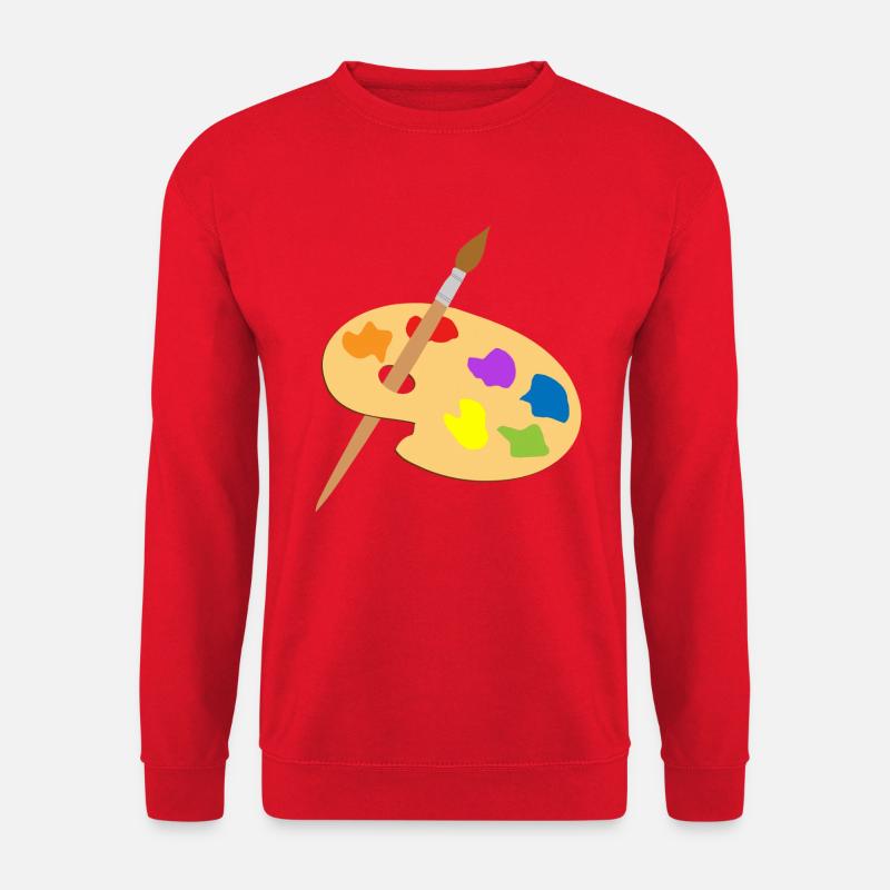 Farbpalette und Pinsel - Unisex Pullover - Rot