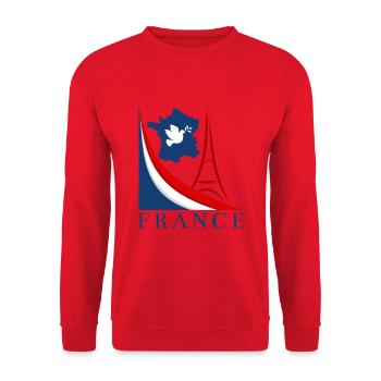 France Flag Dove of Peace Eiffel Tower - Unisex Sweatshirt - red - Front - Alina (178cm) & Michal (187cm)