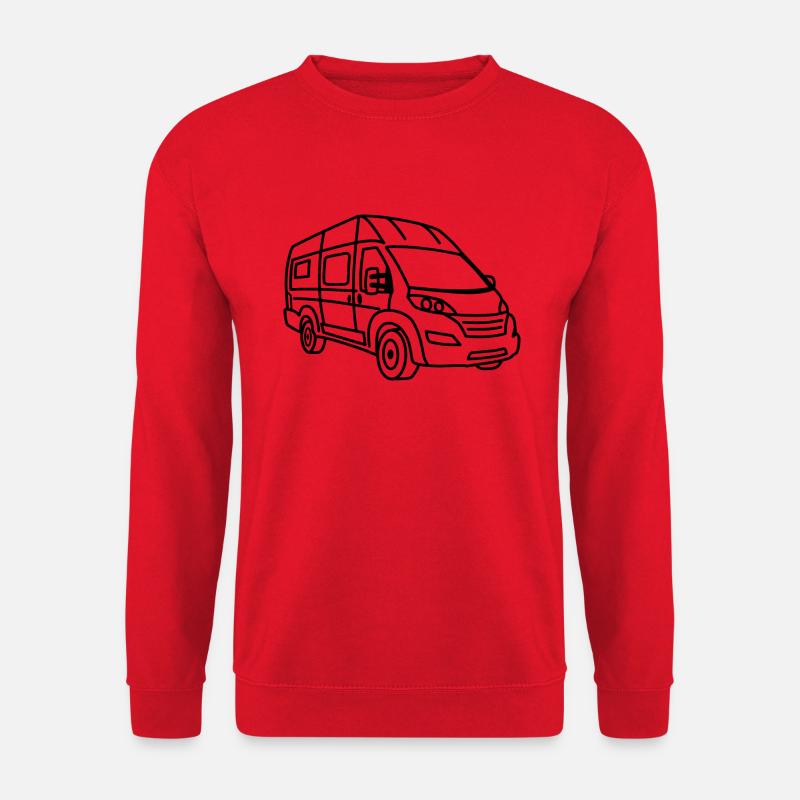Kastenwagen / Camper Van - Front - Schwarz - Unisex Pullover - Rot