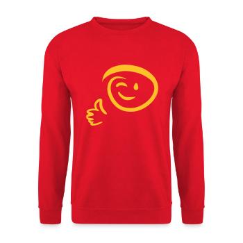 Face winks, gives thumbs up. Emoticon. - Unisex Sweatshirt - red - Front - Alina (178cm) & Michal (187cm)