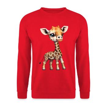 Giraffe - Giraffen Baby - Coole Kinder Giraffe - Unisex Pullover - Rot - Vorne - Alina (178cm) & Michal (187cm)