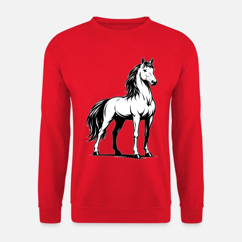 Pferd_stehend_Schwarz-White - Unisex Sweatshirt - red