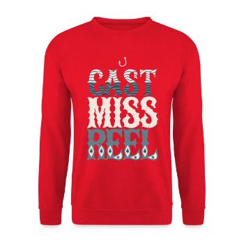 Cast Miss Reel - Fishing - Unisex Sweatshirt - red - Front - Alina (178cm) & Michal (187cm)