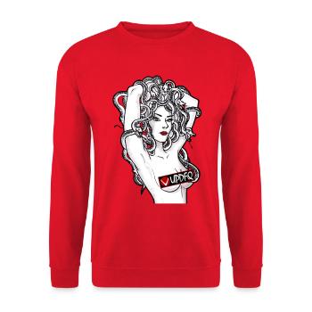 Medusa-Noir-Reihe - Unisex Pullover - Rot - Vorne - Alina (178cm) & Michal (187cm)