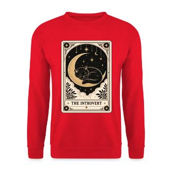Mondschlaf Katze – Introvertierte Ästhetik - Unisex Pullover - Rot - Vorne - Alina (178cm) & Michal (187cm)