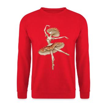 Das Pilz-Ballerina-Tee - Unisex Pullover - Rot - Vorne - Alina (178cm) & Michal (187cm)