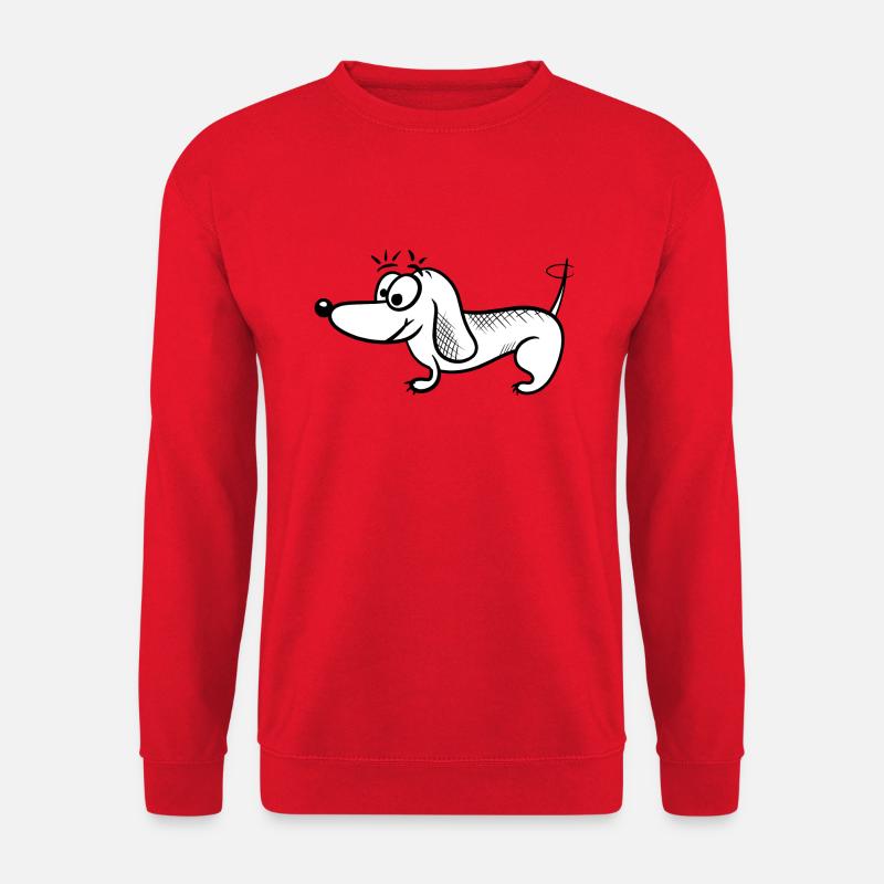 Dackel süß und freundlich mit dem Schwanz wedelnd - Unisex Pullover - Rot