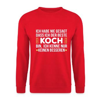 Koch Gourmet Chefkoch Spruch lustig Restaurant - Unisex Pullover - Rot - Vorne - Alina (178cm) & Michal (187cm)