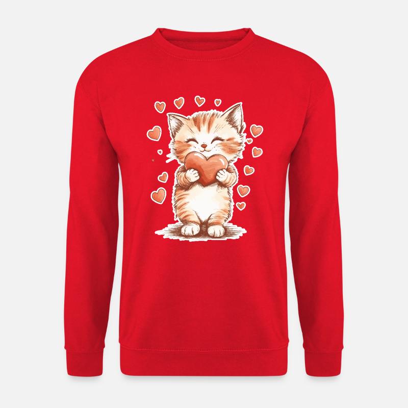 Cute Valentine’s Day Kitten - Unisex Sweatshirt - red