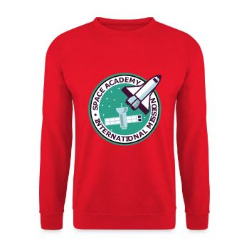 "Vintage Space Academy International" - Unisex Sweatshirt - red - Front - Alina (178cm) & Michal (187cm)