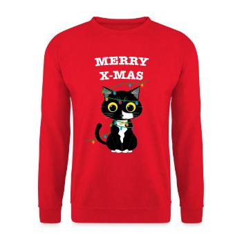 Frohe Weihnachten - Unisex Pullover - Rot - Vorne - Alina (178cm) & Michal (187cm)