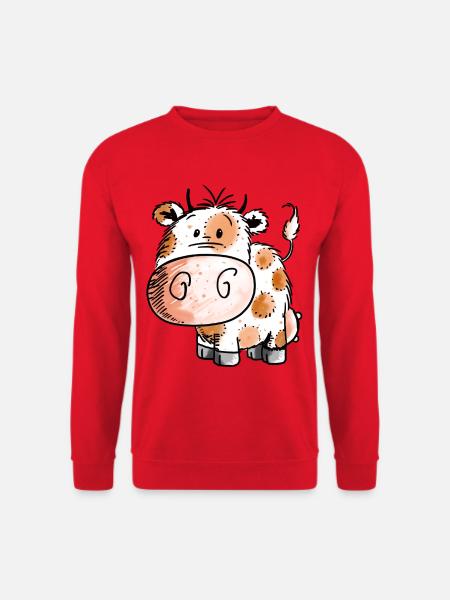 Süßes Kuhbaby - Kuh - Kühe - Kind - Baby - Geburt - Unisex Pullover - Rot