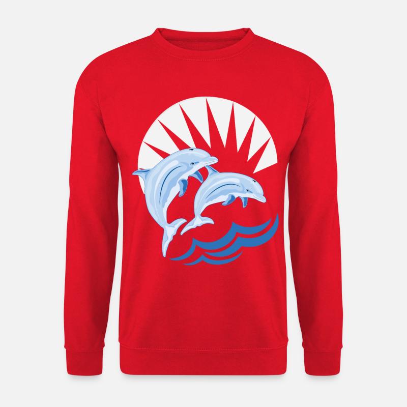 Delfine über den Wellen - Unisex Pullover - Rot