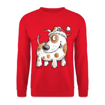Weihnachtsmann Hund I Weihnachten Nikolaus - Unisex Pullover - Rot - Vorne - Alina (178cm) & Michal (187cm)