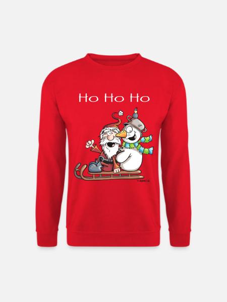 Weihnachtsmann und Schneemann - Comic - Unisex Pullover - Rot